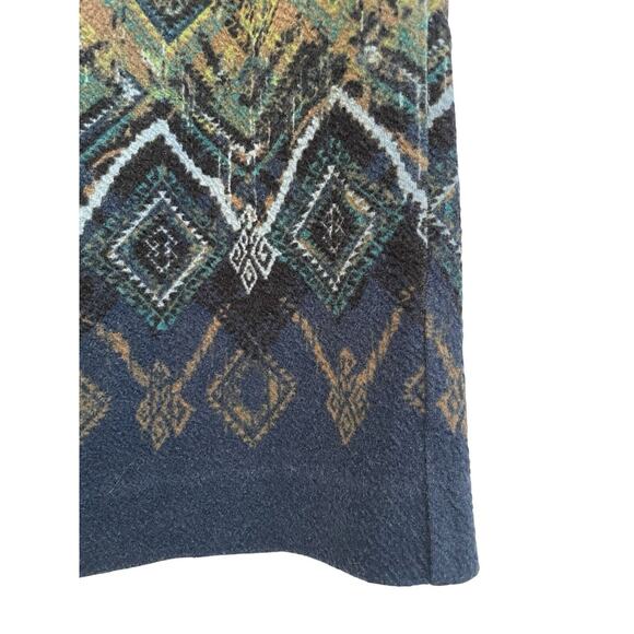 J. Jill Pencil Straight Skirt Size Medium Pullon Tribal Stretch Blue Green Work - Picture 4 of 8
